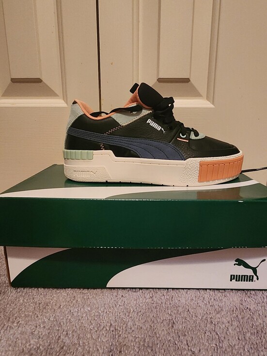 Puma Shoes - Puma Cali Sport Mix Women's Sneakers - Black with Peach and Coral Accents